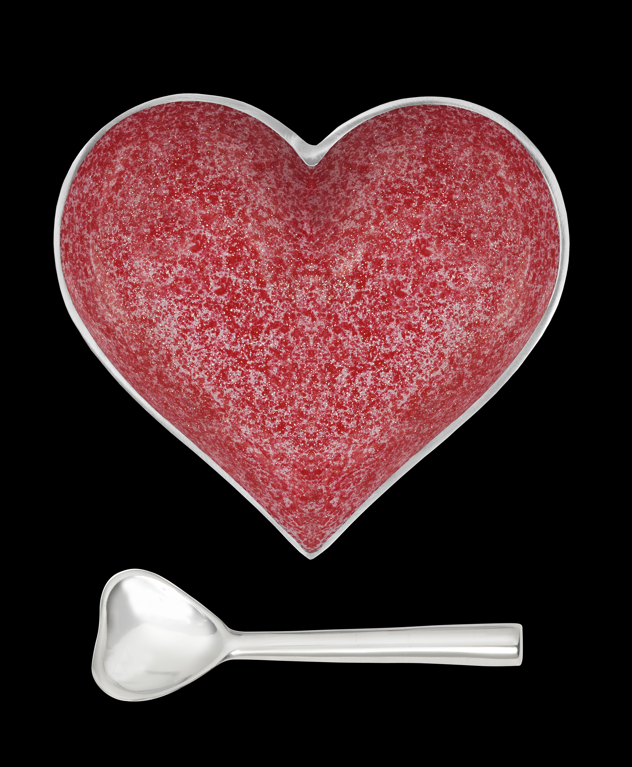 Happy Sparkly Red Heart with Heart Spoon